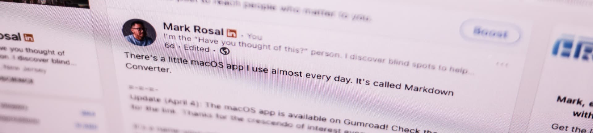 Markdown Converter in use on a display