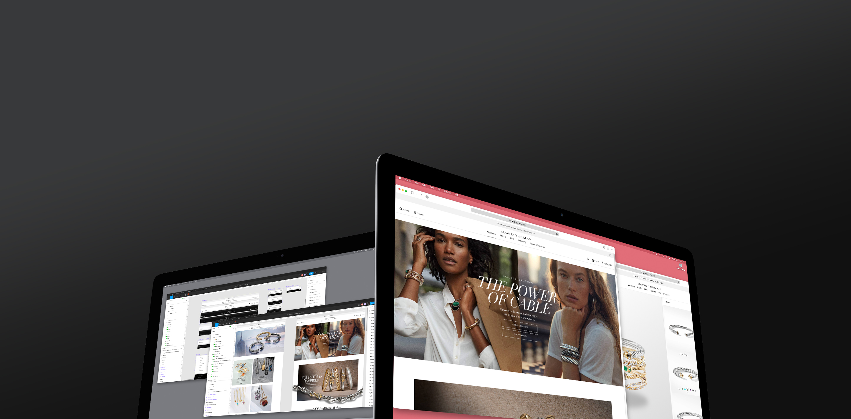 David Yurman eCommerce pages shown on two laptop displays.